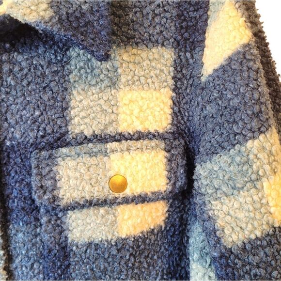 Soft Surroundings Blue and White Teddy Sherpa Shacket - Picture 3 of 5